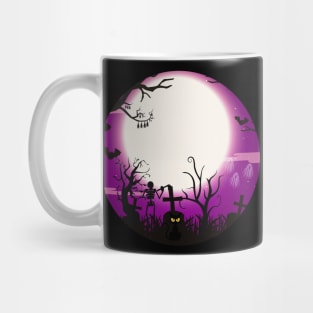 Halloween Scene Art without Witch Circular Shape Mug